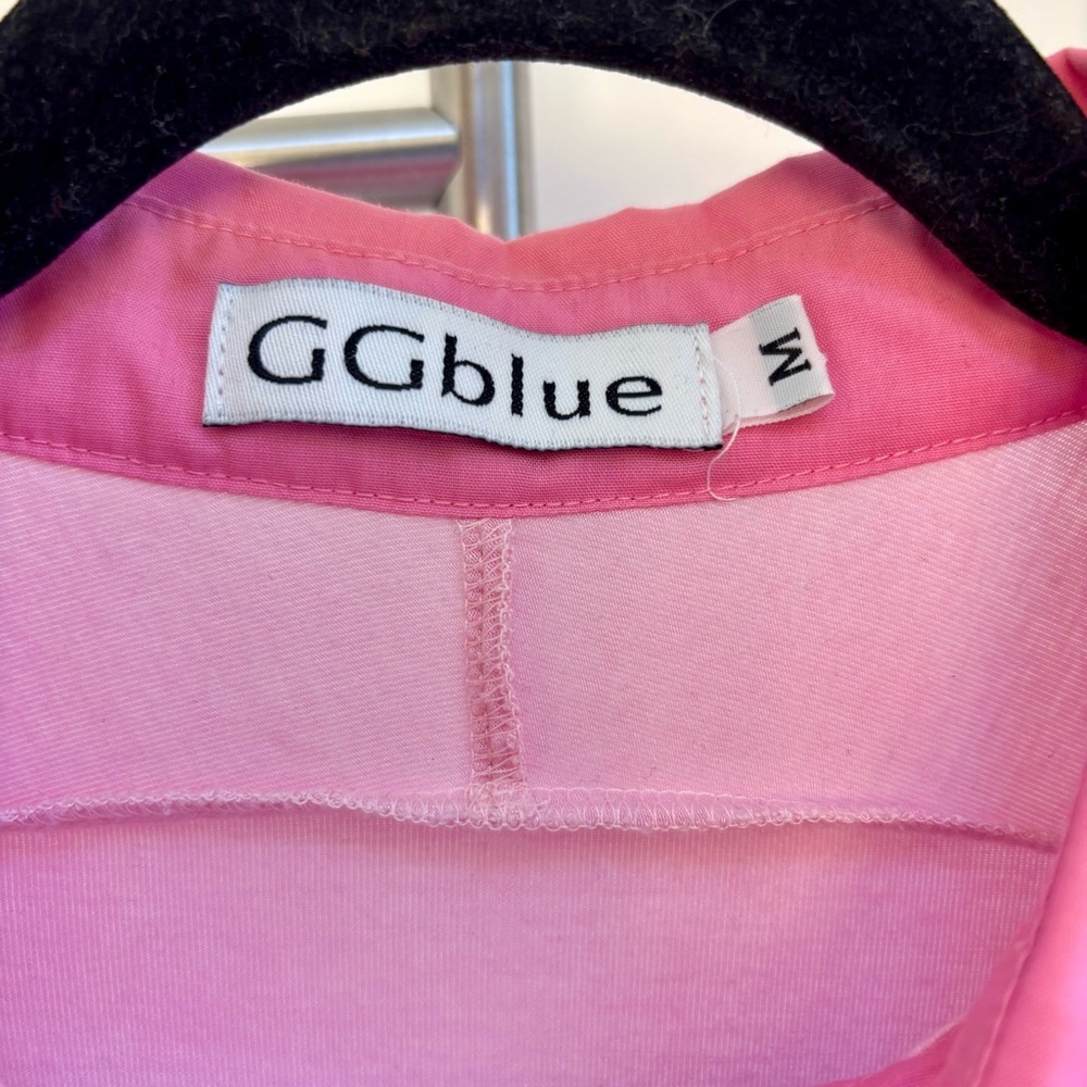 VTG GG Blue Womens Pebble Beach Pink Long Sleeve Top Medium Preppy Golf Bodycon - Picture 3 of 8